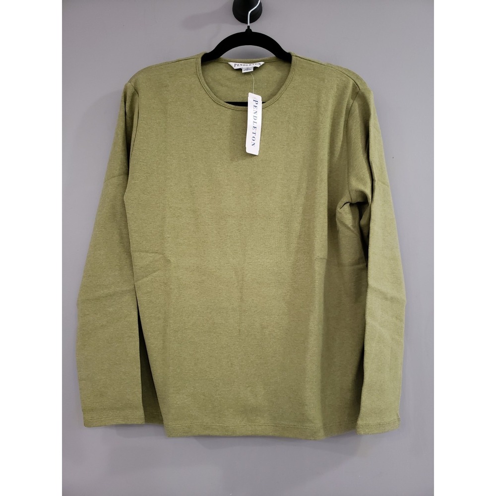 NEW Pendleton Women's Shirt LARGE Green 100% Cotton Pullover Long Sleeve Solid
